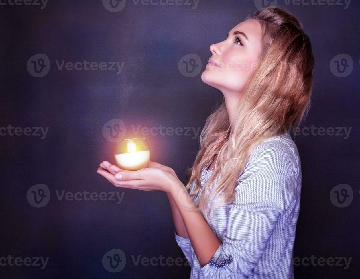 Beautiful girl praying photo