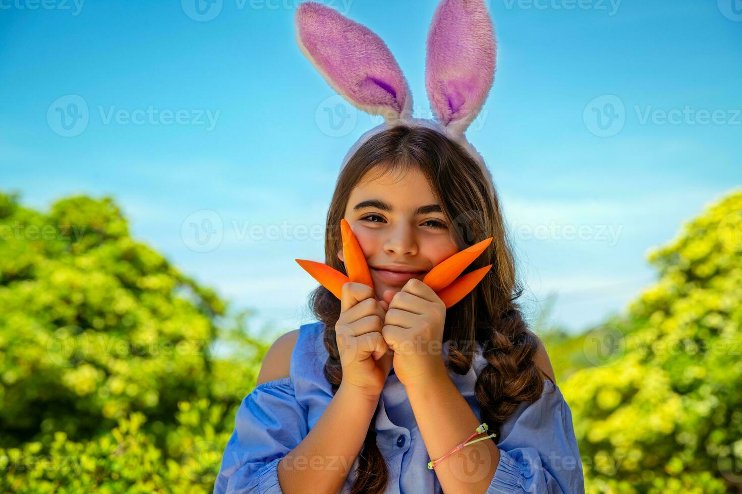 Cute happy Easter bunny photo