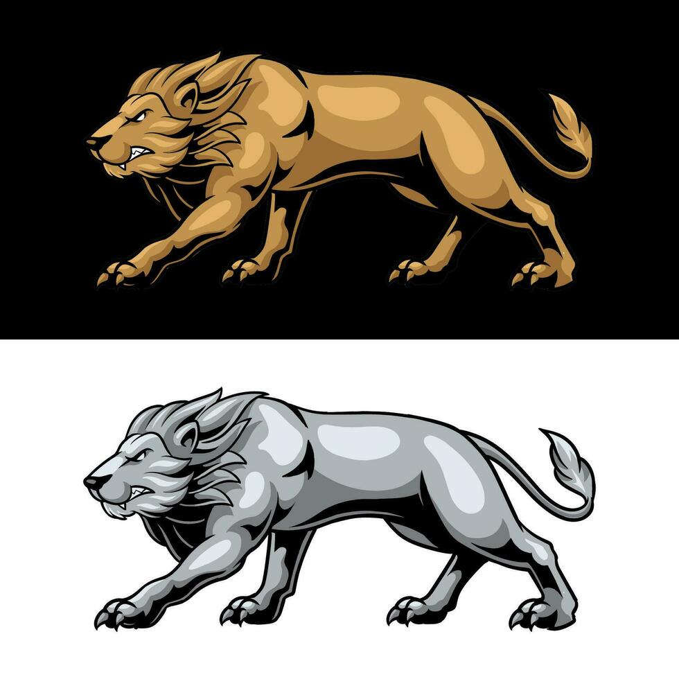 THE LION IS TARGETING THE PREY vector