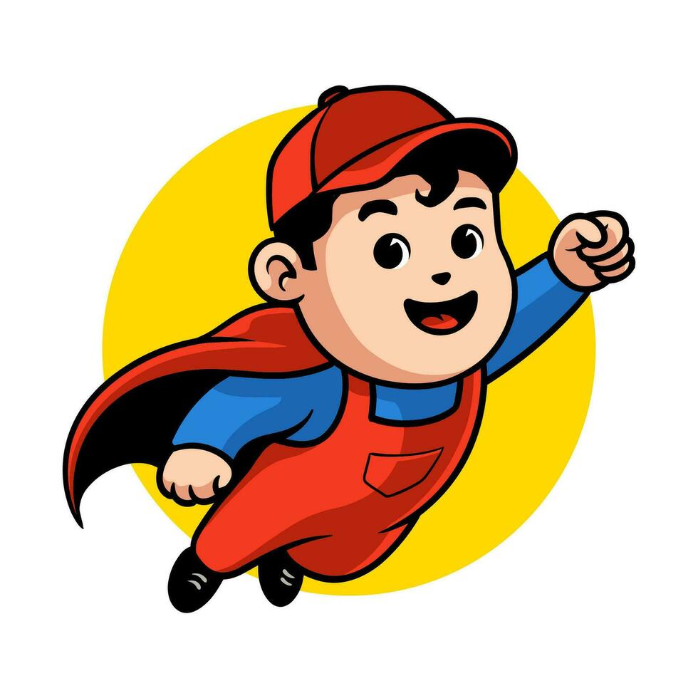 LITTLE KIDS SUPER BOY MASCOT LOGO vector