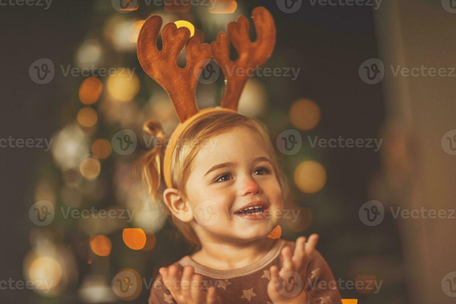 Happy baby on Christmas eve photo