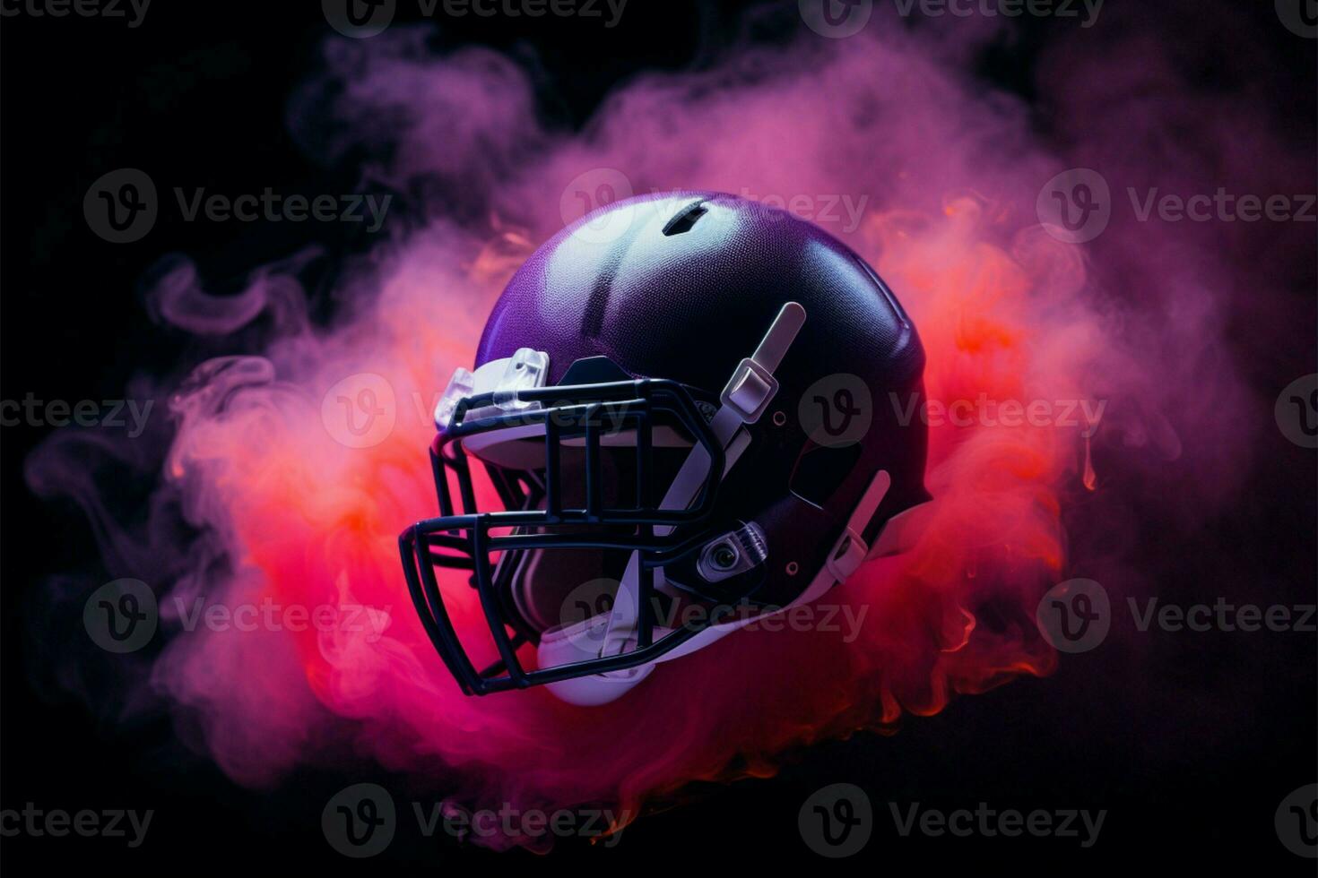 AI generated Neon mist envelops the iconic American football, creating an electrifying and captivating spectacle photo