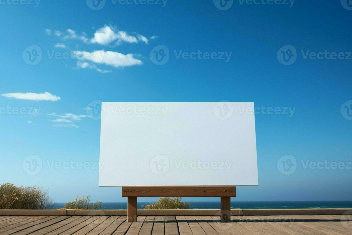 AI generated Mock up magic outdoor billboard against blue sky with black background photo