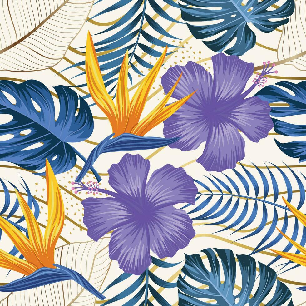 Floral seamless pattern with leaves. tropical background vector