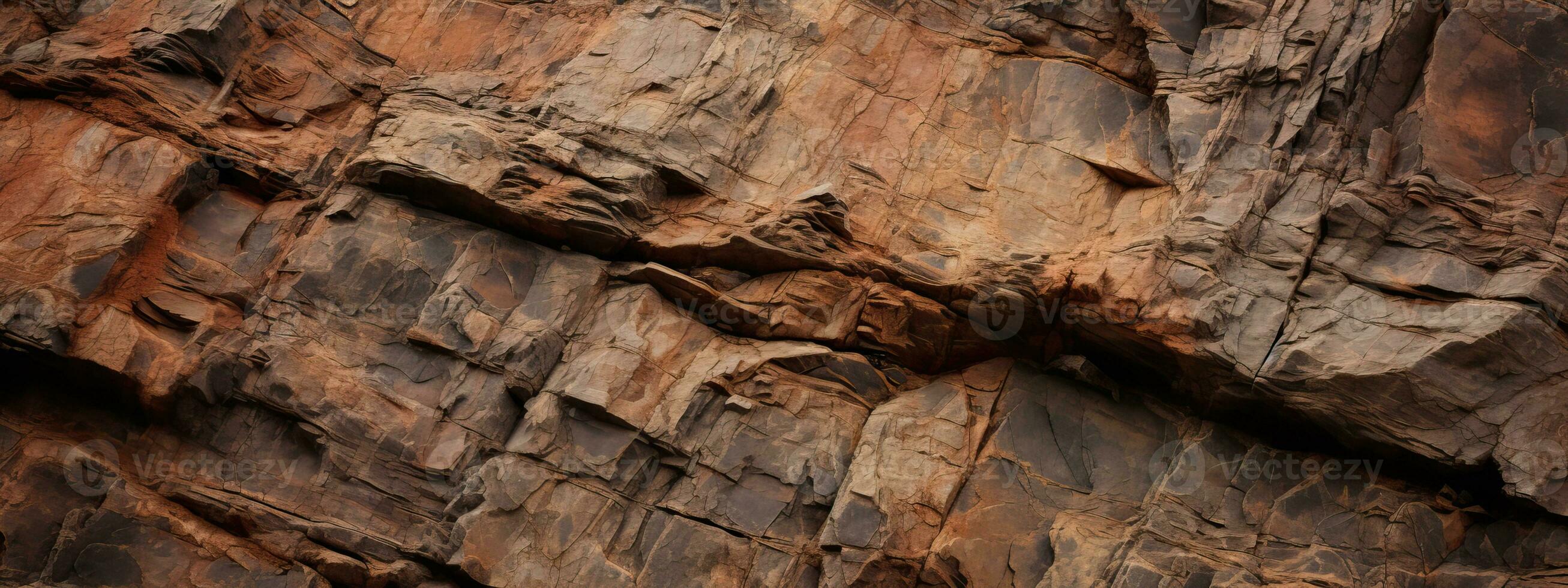 AI generated Dark red orange brown rock texture with cracks. Close-up. Rough mountain surface. Stone granite photo