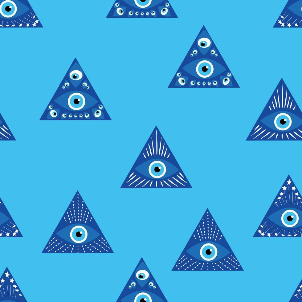 Evil eye magic seamless pattern. Symbol of protection, Turkish souvenir vector