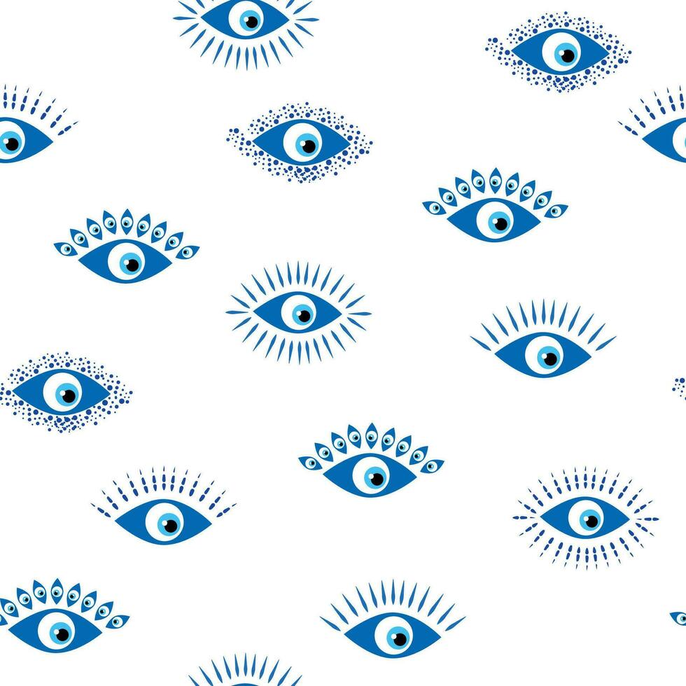 Evil eye Heavenly seamless pattern with suns, moons, stars, palms. For textiles, souvenirs, household goods. vector