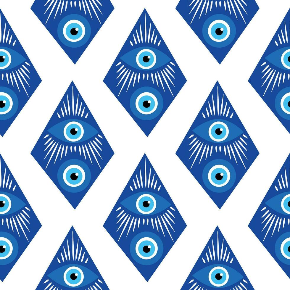 Evil eye magic seamless pattern. Symbol of protection, Turkish souvenir vector