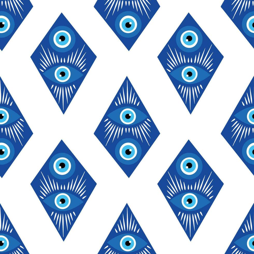 Evil eye mandala seamless pattern. Symbol of protection, Turkish souvenir vector