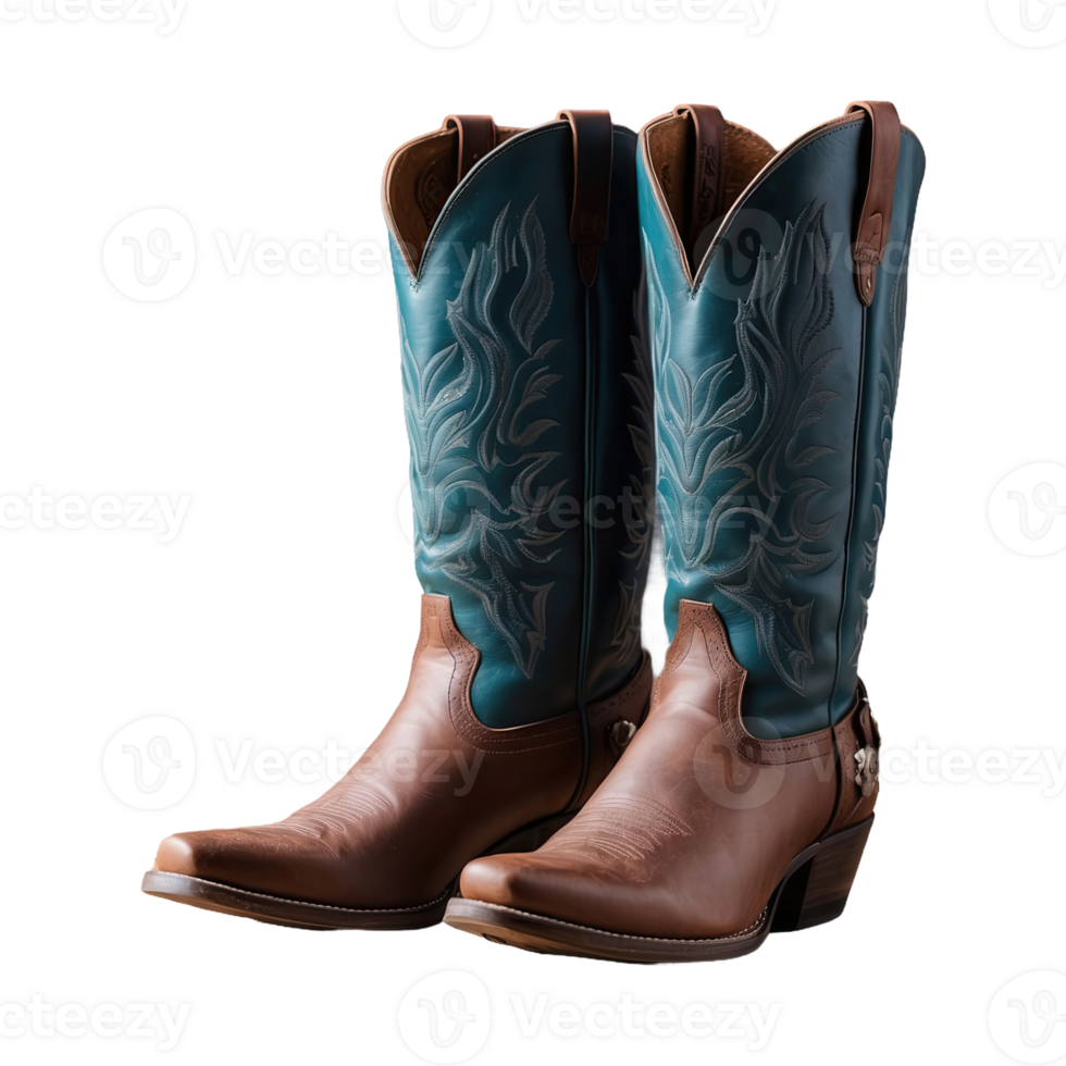 AI generated pair of Western Riding Cowboy Boot isolated on transparent background png