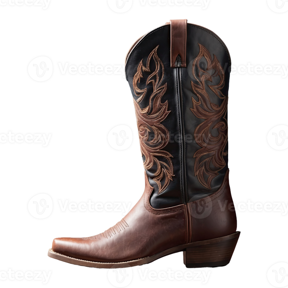 AI generated pair of Western Riding Cowboy Boot isolated on transparent background png