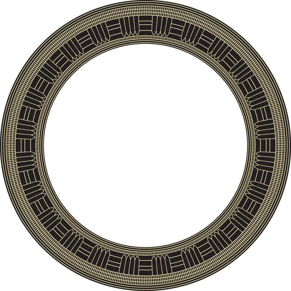 Vector golden and black round Egyptian ornament. Endless Circle, Ring of Ancient Egypt. Geometric African frame
