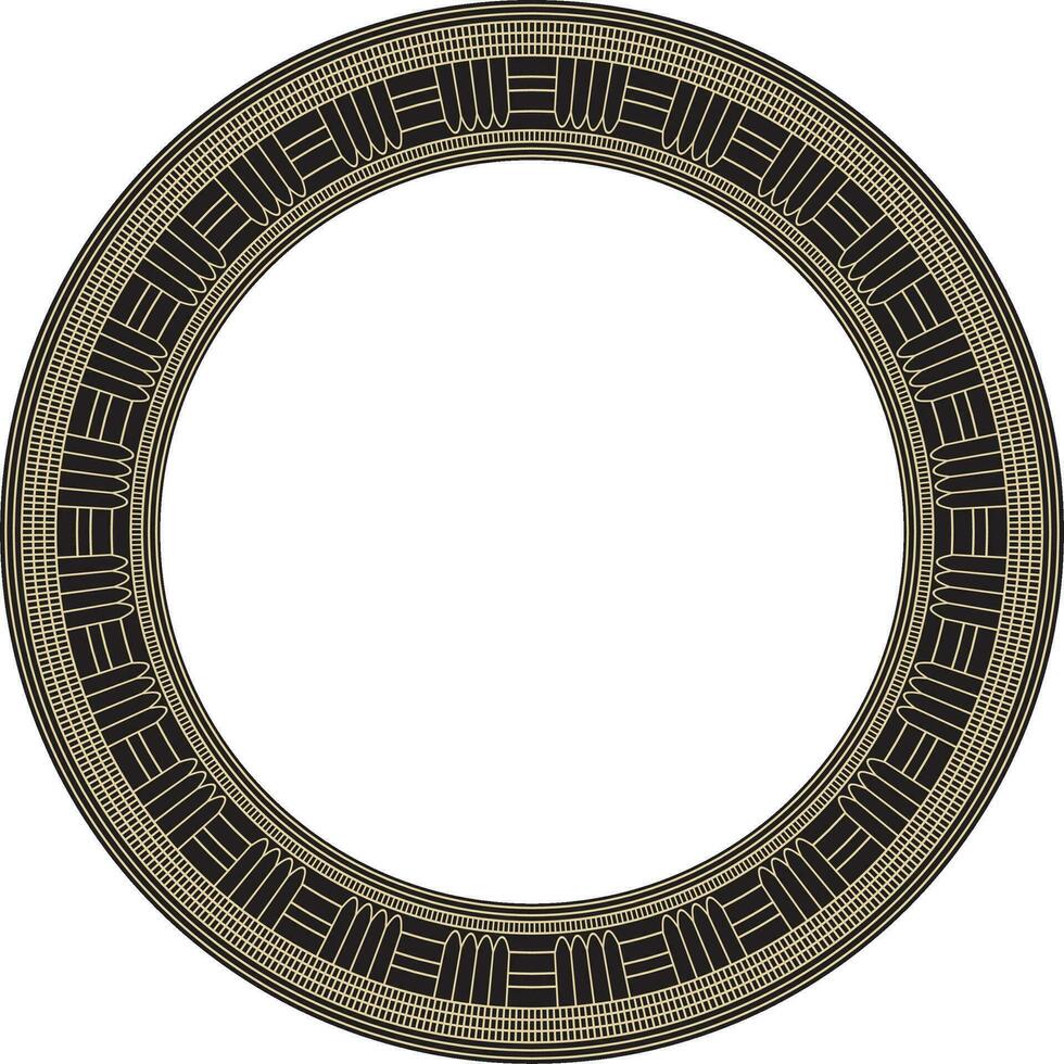 Vector golden and black round Egyptian ornament. Endless Circle, Ring of Ancient Egypt. Geometric African frame