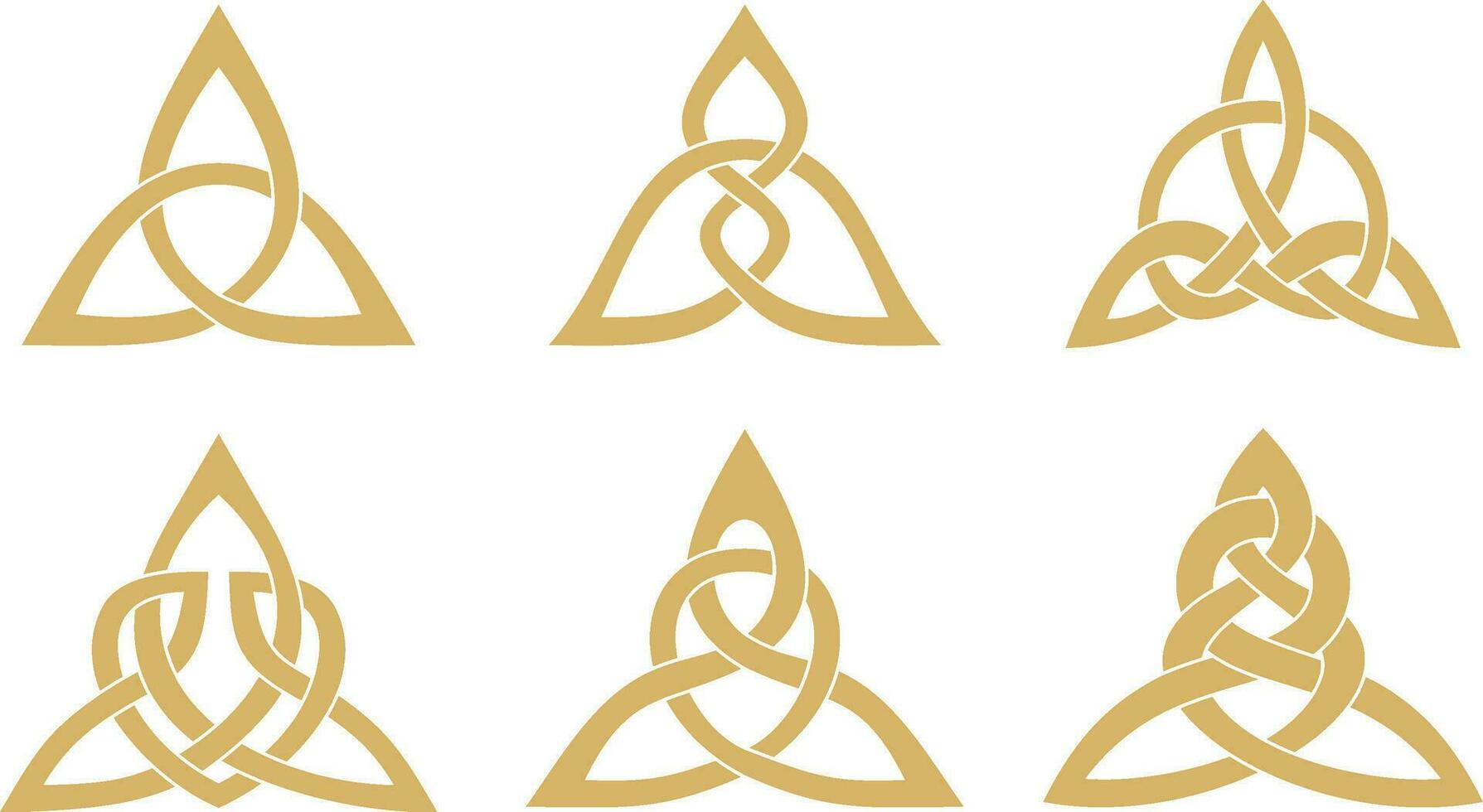 Vector set of golden celtic knots. Ornament of ancient European peoples. The sign and symbol of the Irish, Scots, Britons, Franks
