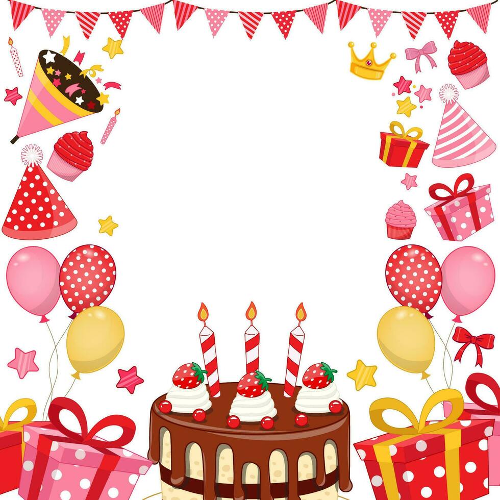 vector contento cumpleaños para niña antecedentes. saludo tarjeta invitación con texto espacio. cumpleaños elementos diseño ilustración vector