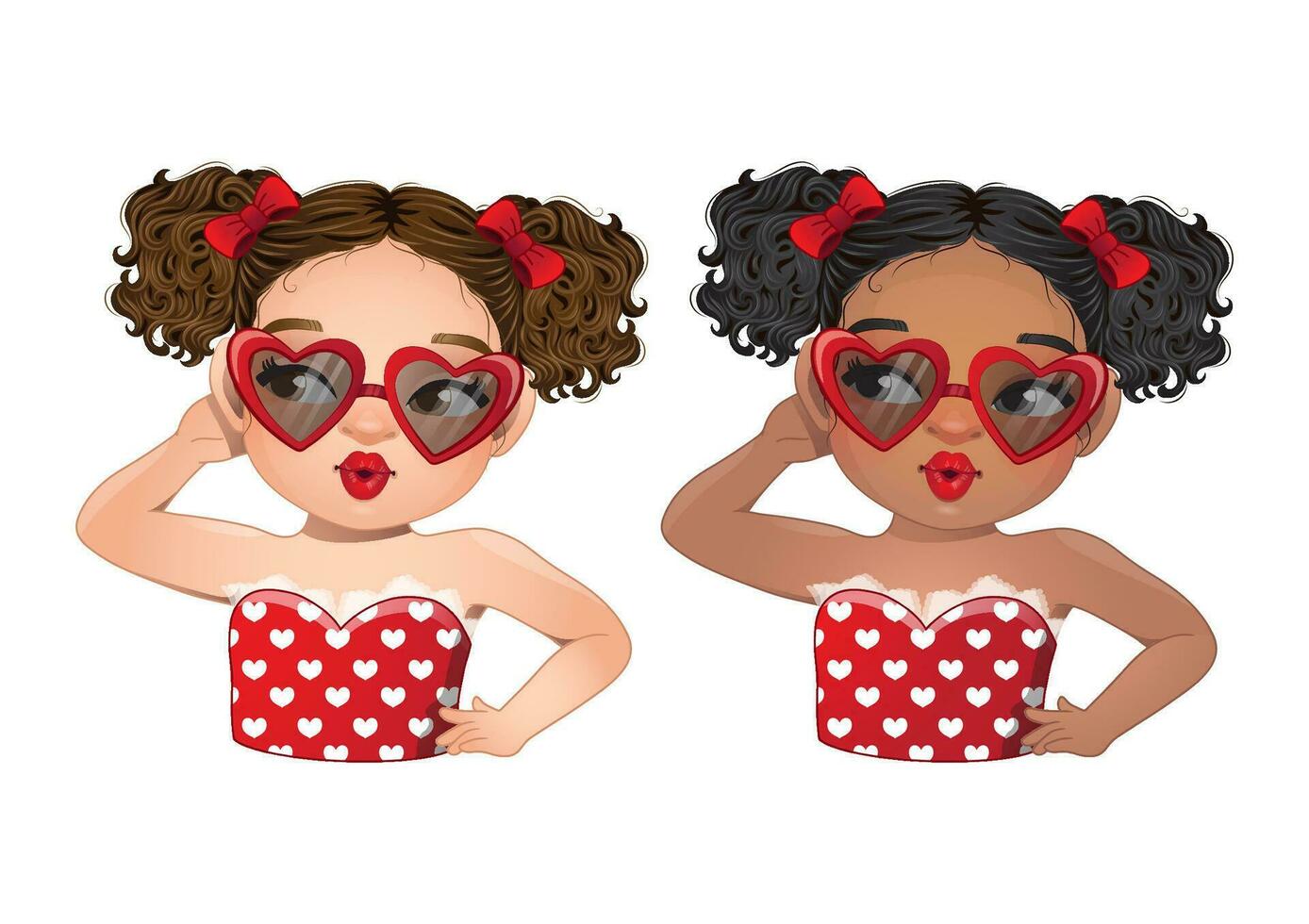 Sassy Girl Wearing Heart Shape Eyeglasses Vector Cartoon. Happy Valentine Day Concept Design