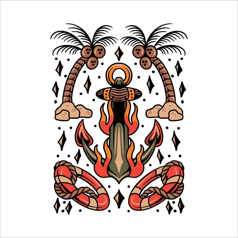 summer time set tattoo vector design