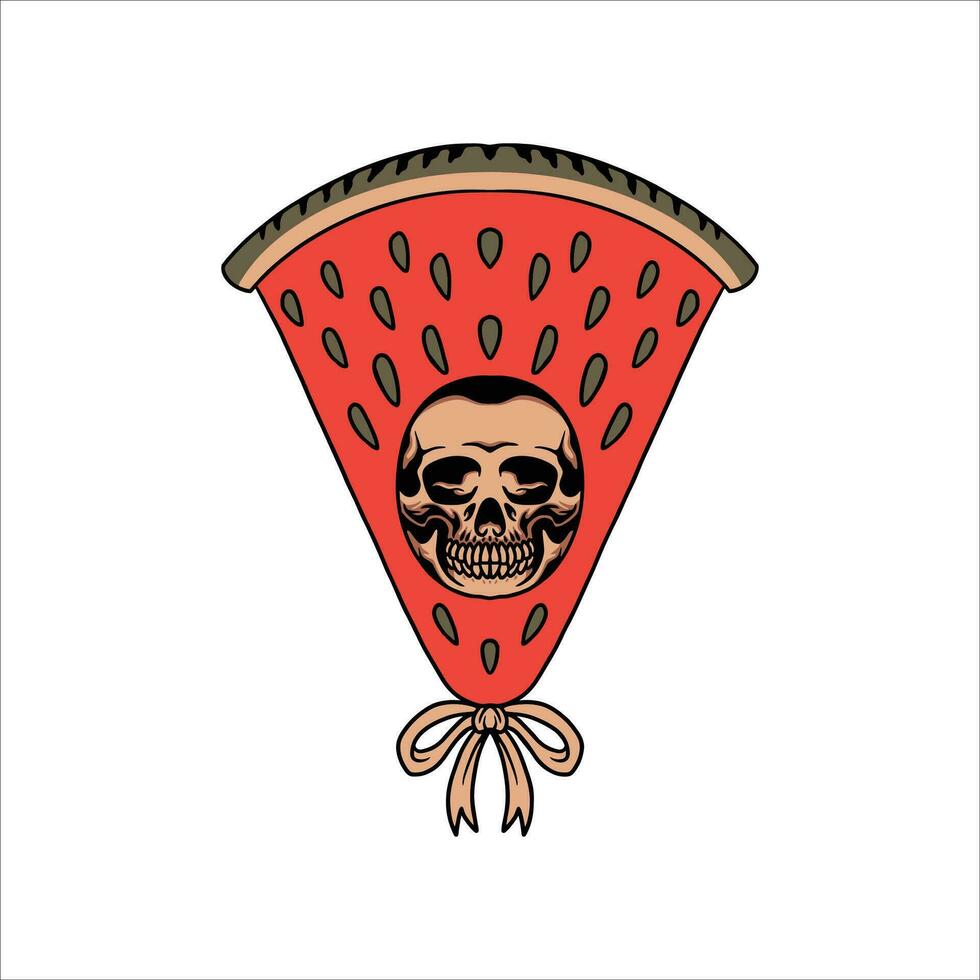 skull watermelon tattoo vector design