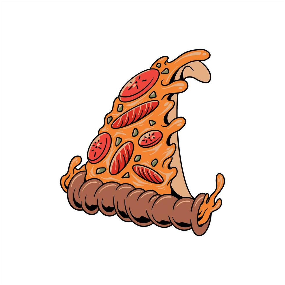 delicious pizza tattoo vector design