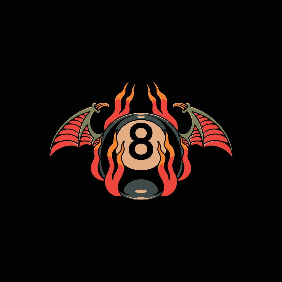 bat billiards tattoo vector design
