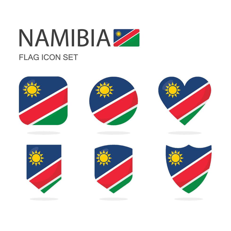 Namibia 3d bandera íconos de 6 6 formas todas aislado en blanco antecedentes. vector