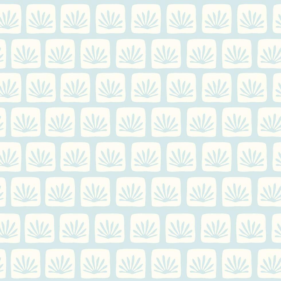 Seamless pattern winter frozen plants. Ice cubes winter print. Minimalist doodle artwork. vector