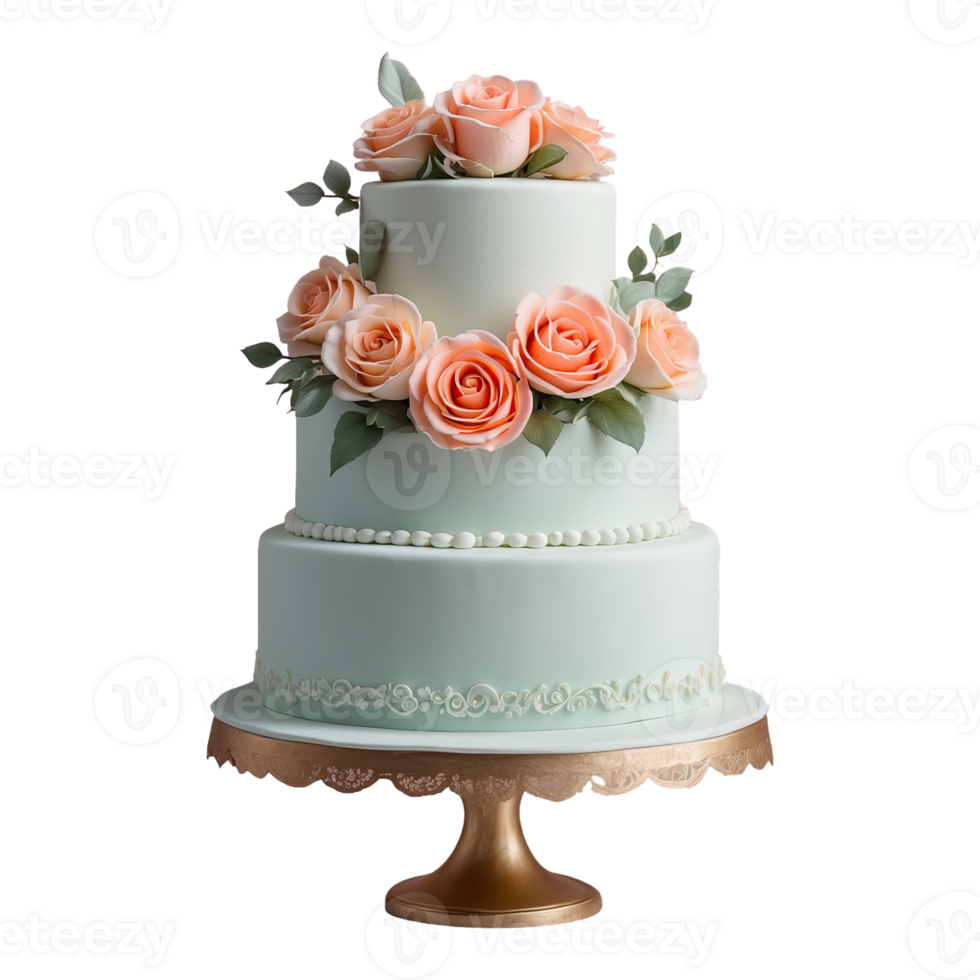 AI generated Three Tier Wedding Cake isolated on transparent background png