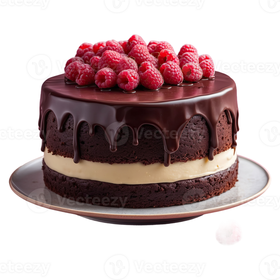 AI generated Raspberry Chocolate Cake isolated on transparent background png
