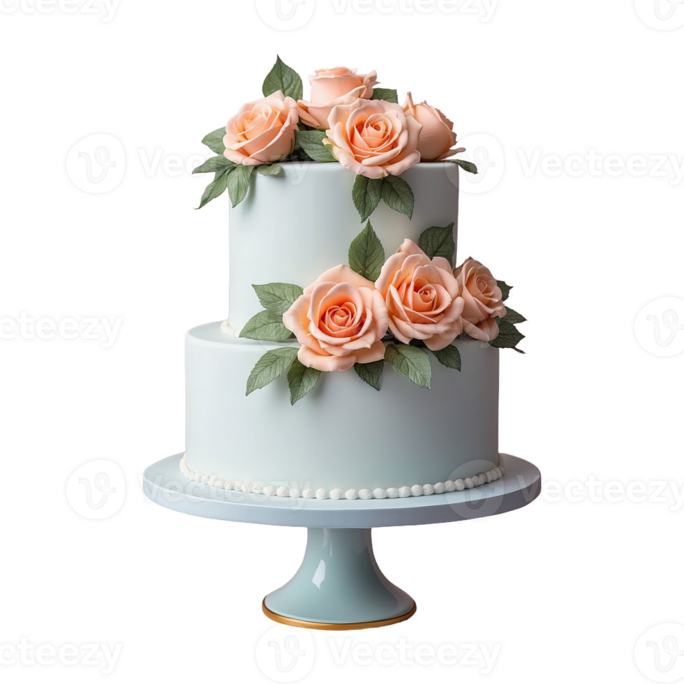 AI generated Three Tier Wedding Cake isolated on transparent background png