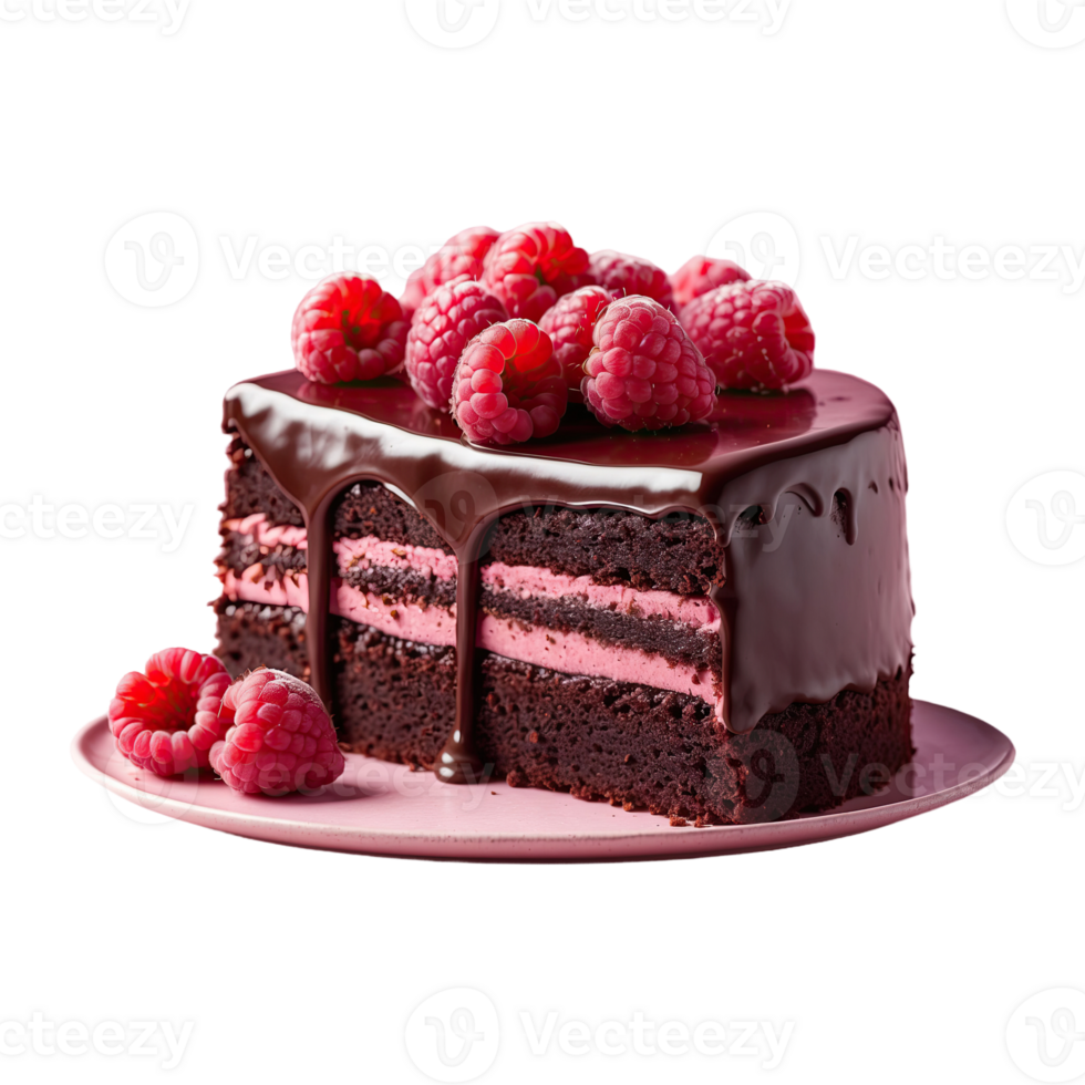AI generated Raspberry Chocolate Cake isolated on transparent background png