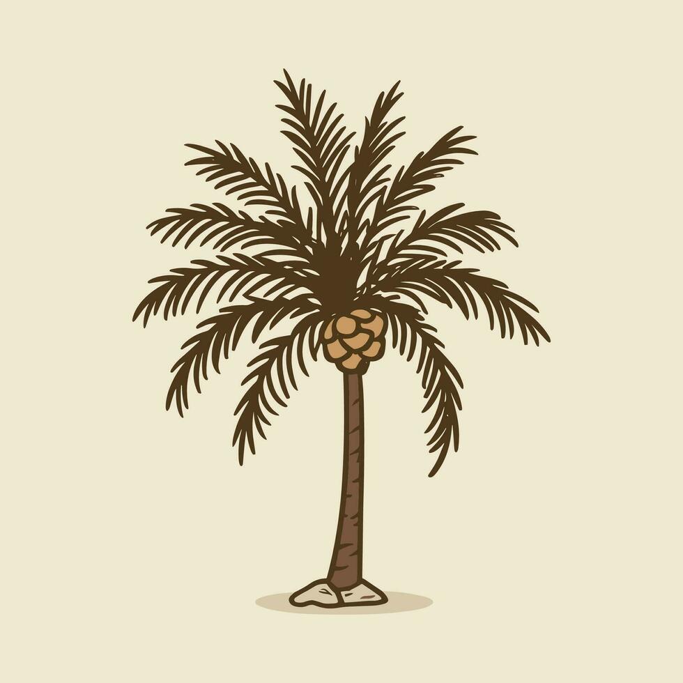 a palm tree is shown in a black and white drawing vector