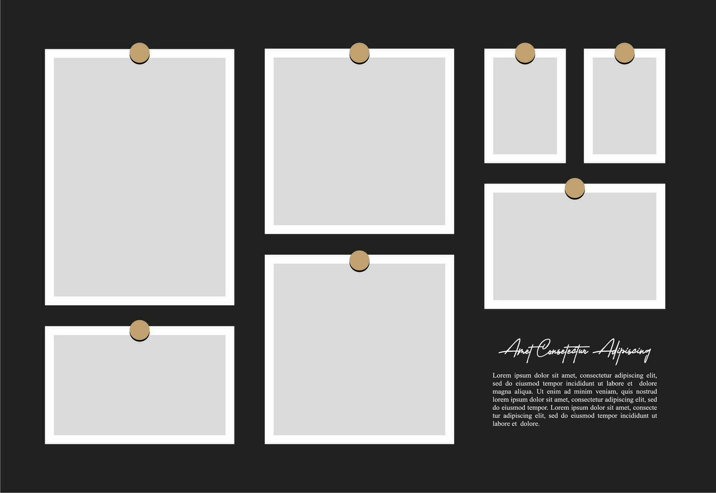 Pictures or photos frame collage. comics page grid layout abstract photo frames and digital photo wall template vector