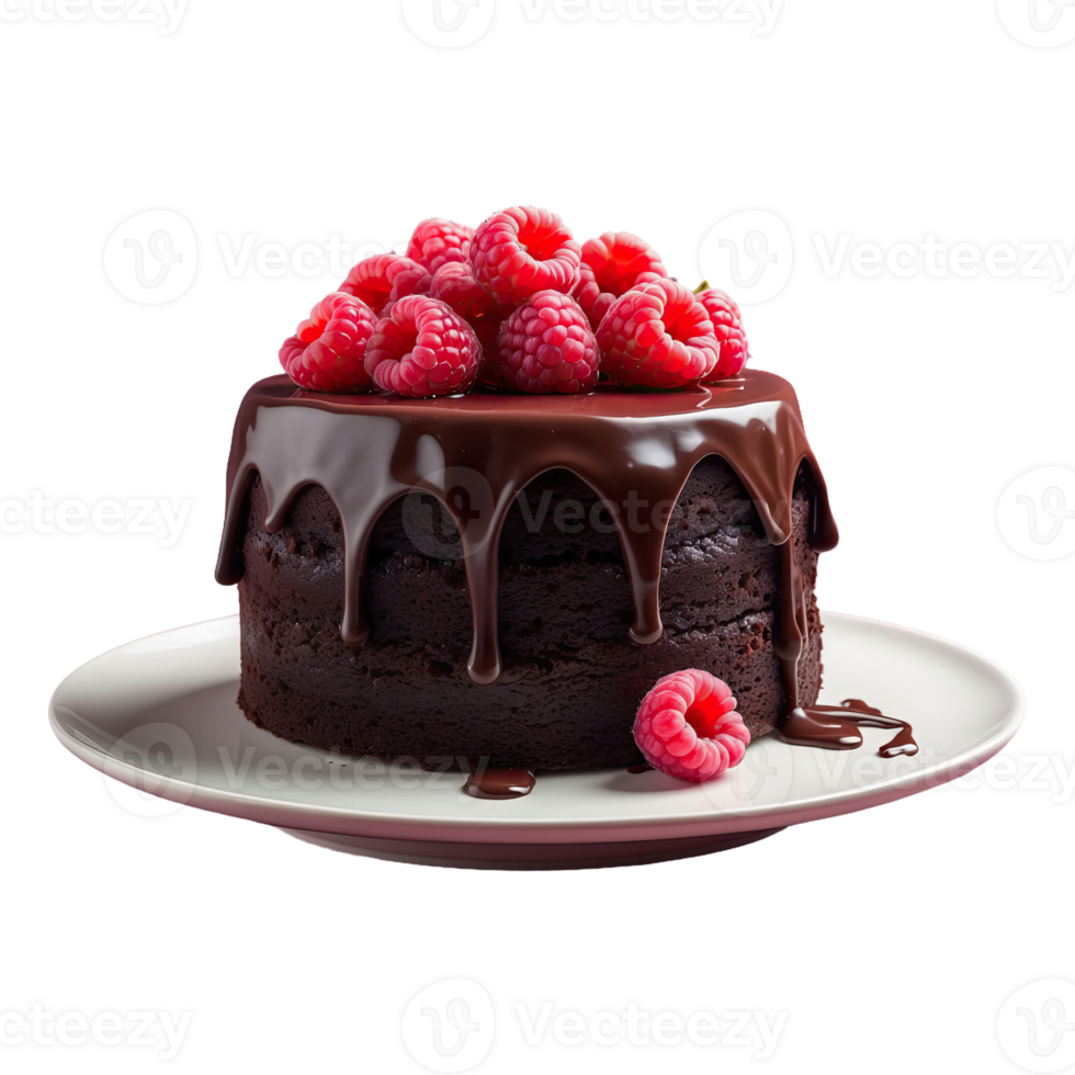 AI generated Raspberry Chocolate Cake isolated on transparent background png