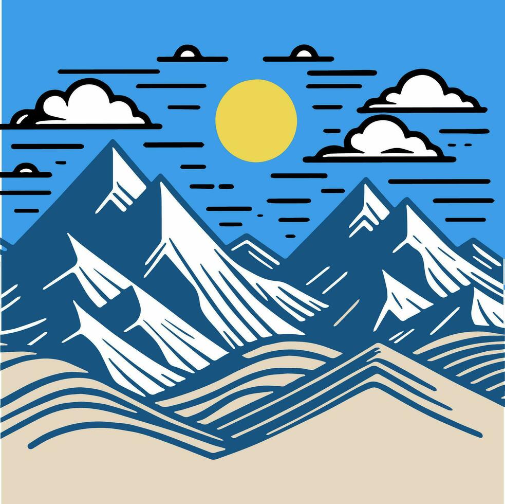 plano diseño ilustración de montaña paisaje vector