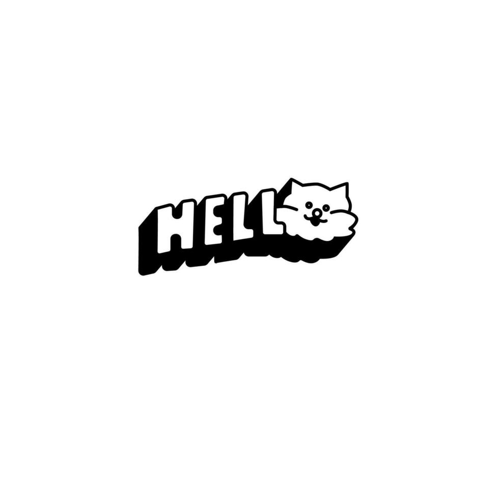 Hola mascota negro y blanco ilustración para logo, elemento, diseño, plantilla, etc vector