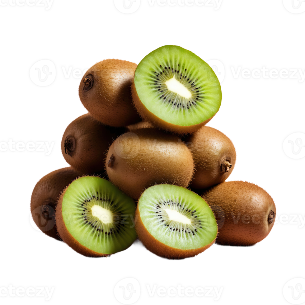 AI generated group of kiwi fruit sitting on top of each other isolated on transparent background png