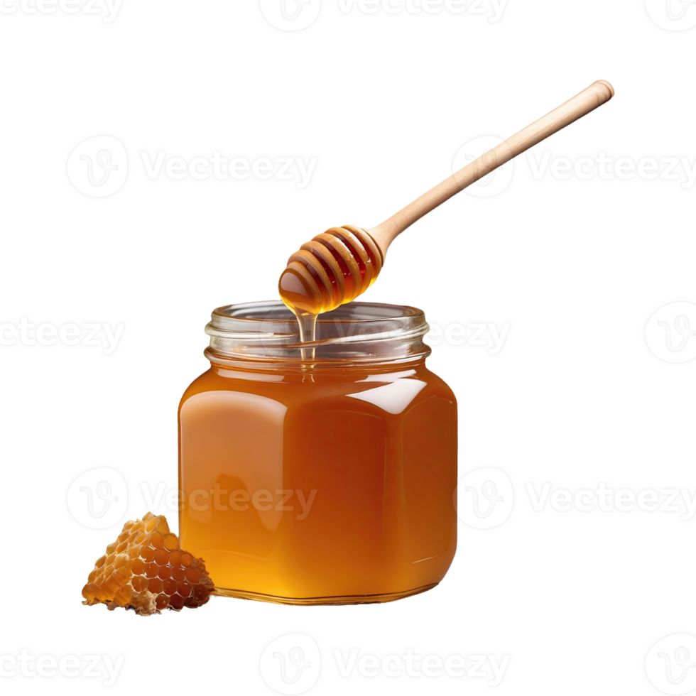 AI generated Honey In A Jar With Dipper isolated on transparent background png