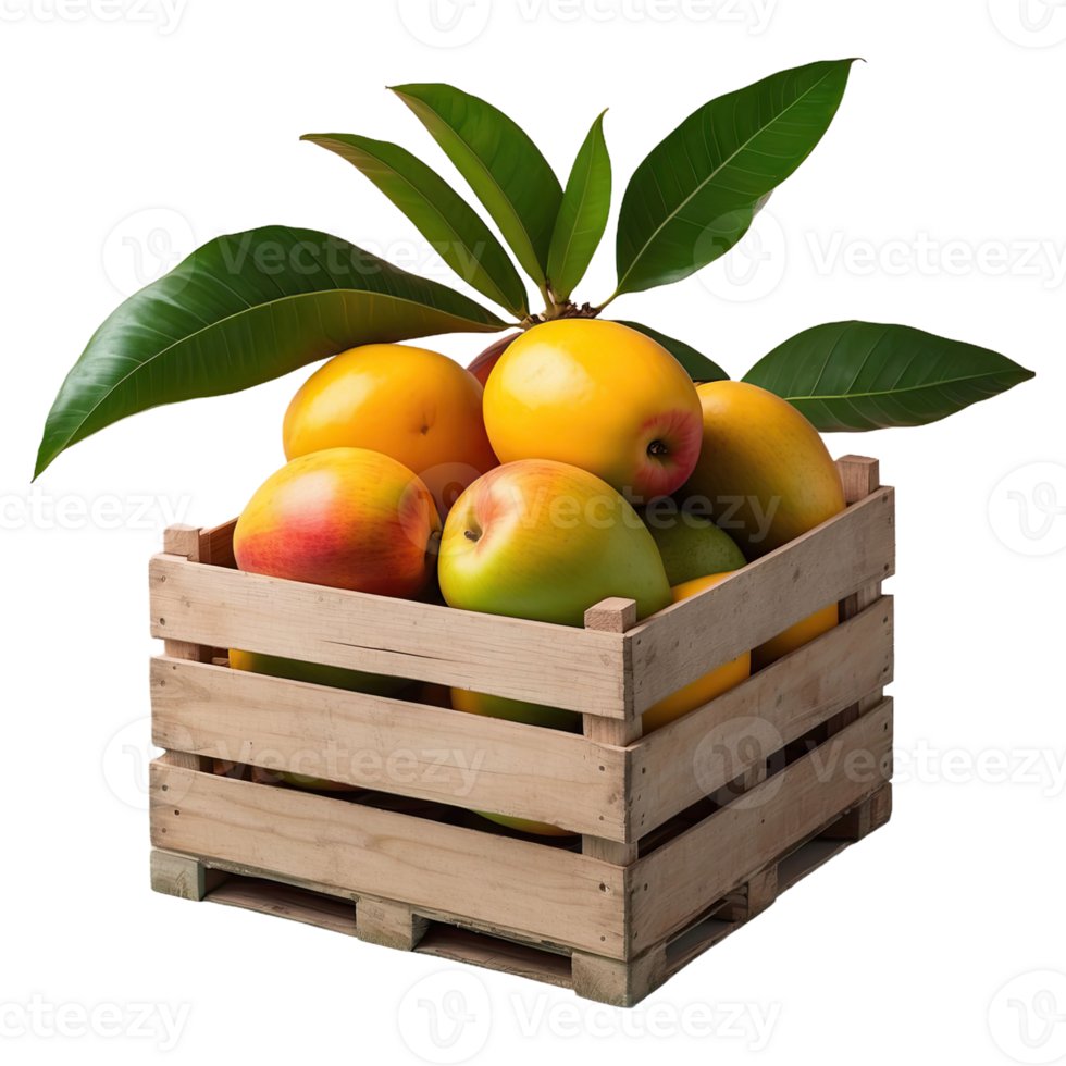 AI generated Mango Crate isolated on transparent background png