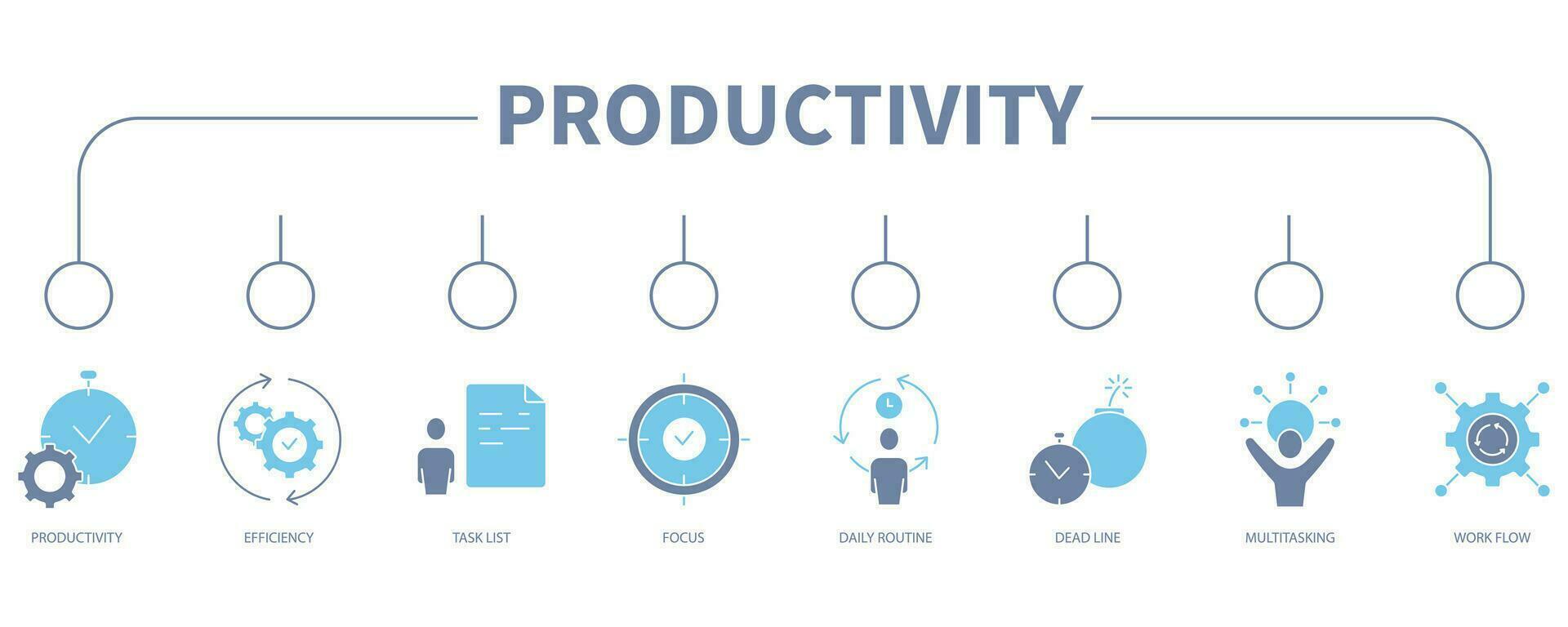 productividad bandera web icono vector ilustración concepto