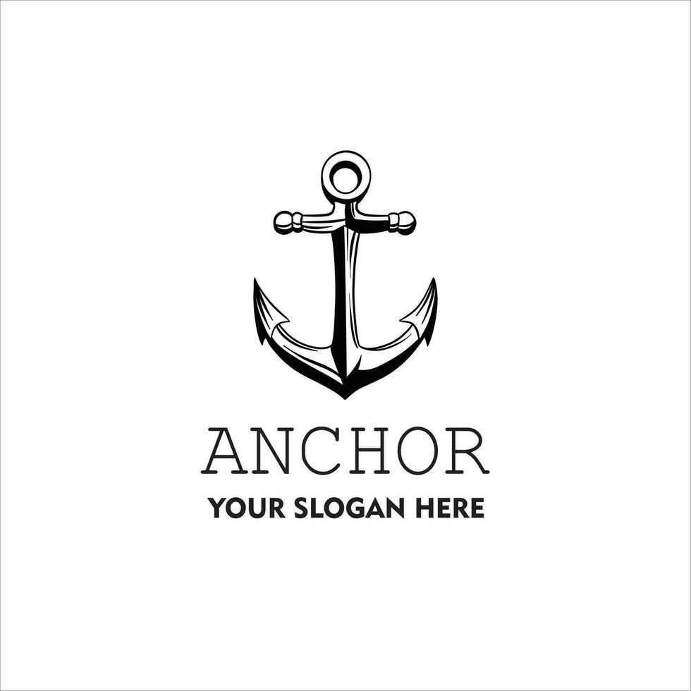 Marine retro element for logo with anchor, Nautical ship anchor isolated white background Vector illustration for marine design