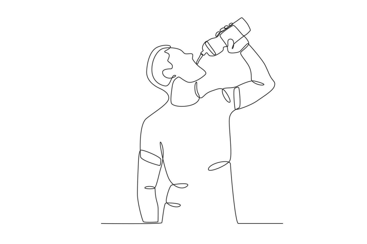 A woman drinking water while standing vector