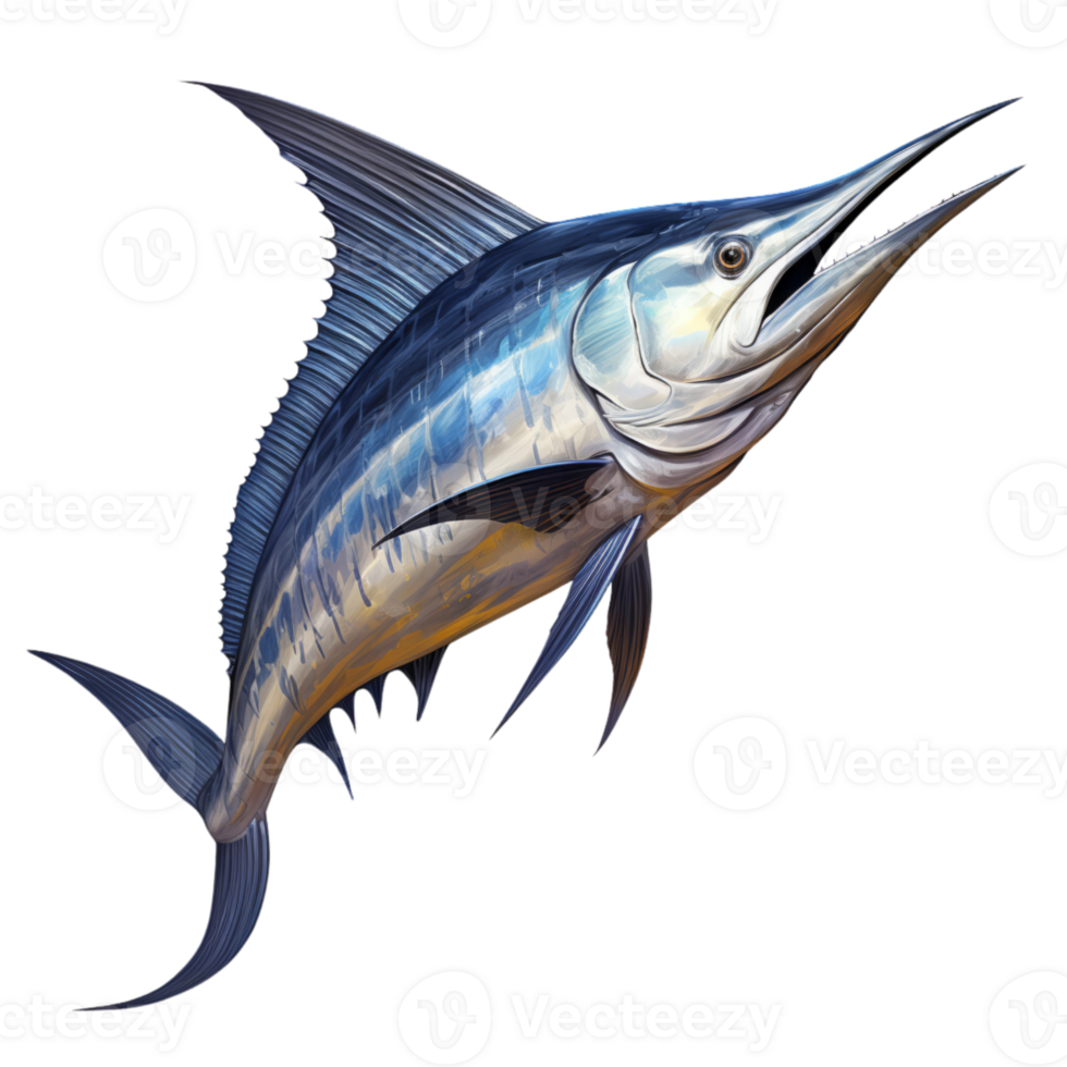 AI generated 3D Blue Marlin Fish Isolated On Transparent Background png