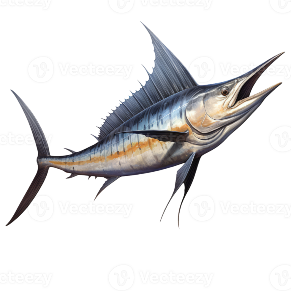 AI generated 3D Blue Marlin Fish Isolated On Transparent Background png