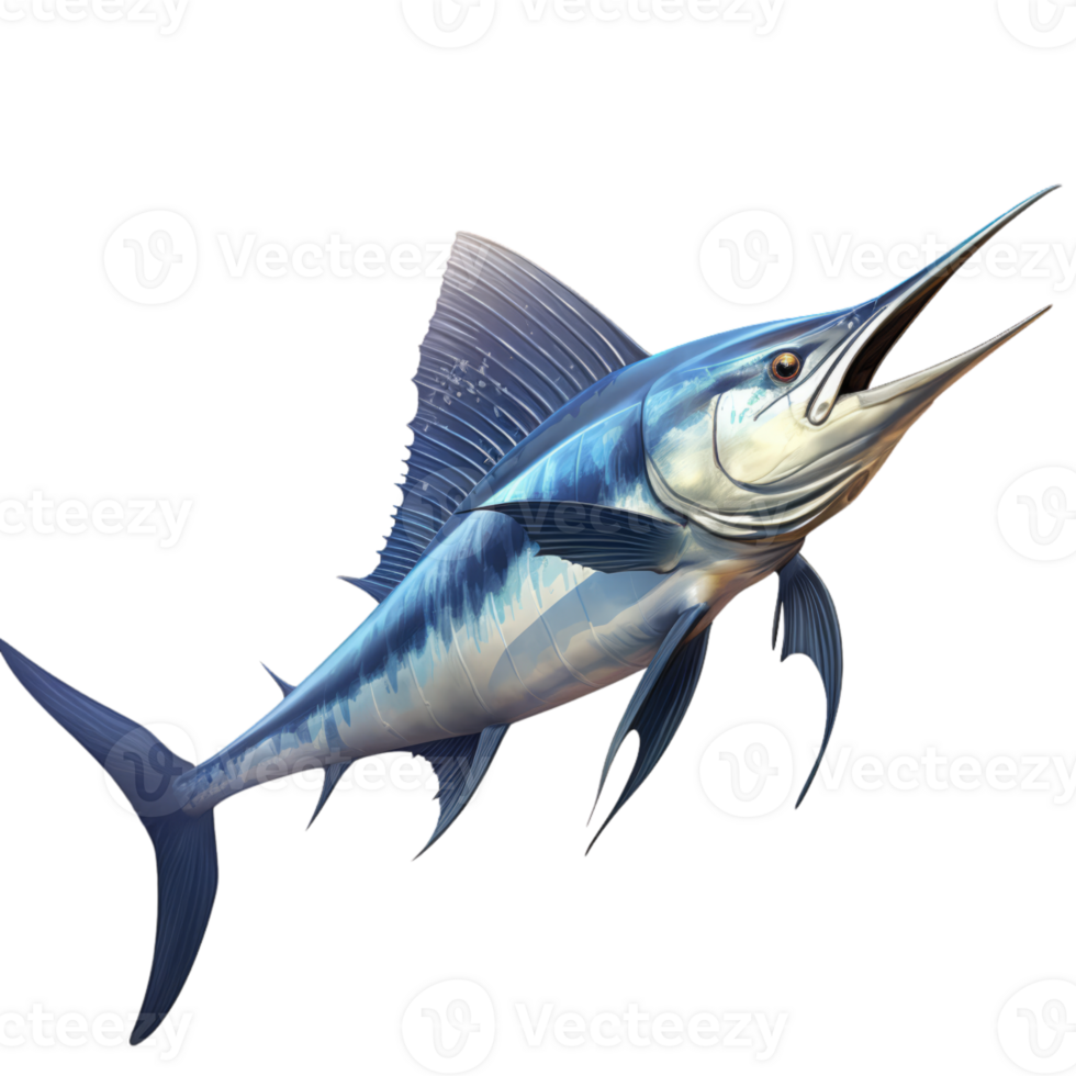 AI generated 3D Blue Marlin Fish Isolated On Transparent Background png