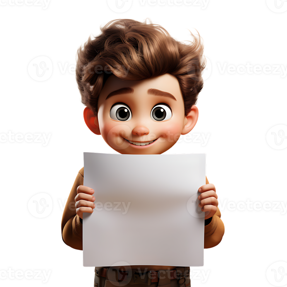 AI generated Cute boy holding empty paper png
