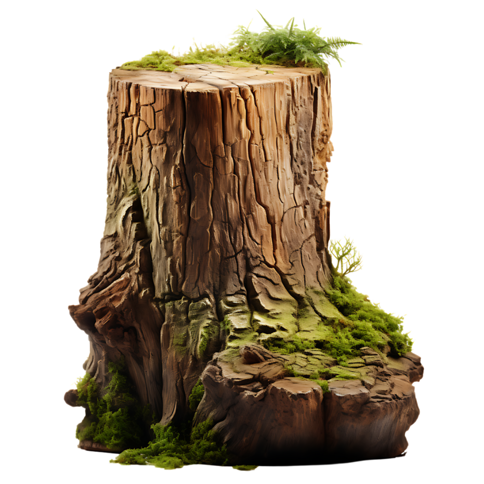 AI generated tree stump with moss png