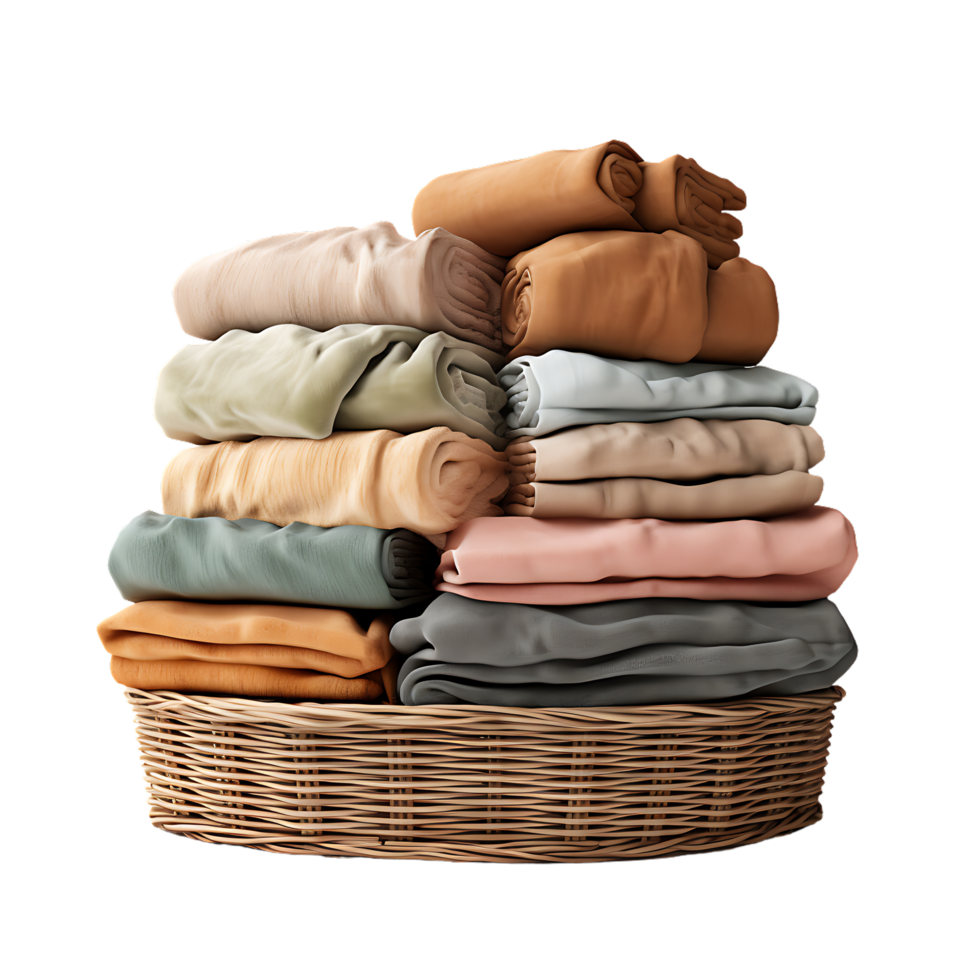 AI generated Folded Clothes On Basket png