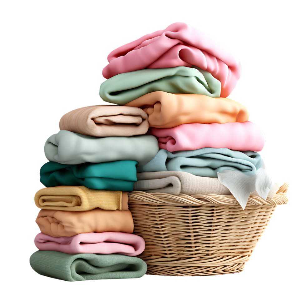 AI generated Folded Clothes On Basket png