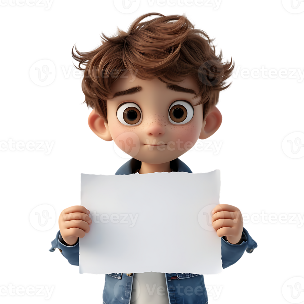 AI generated Cute boy holding empty paper png