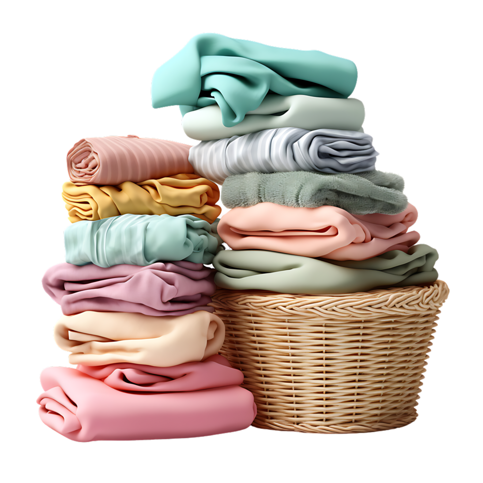 AI generated Folded Clothes On Basket png